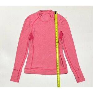 Lululemon Think Fast Pink Heathered Long Sleeve Thumbhole Zip Pocket‎ Size 4